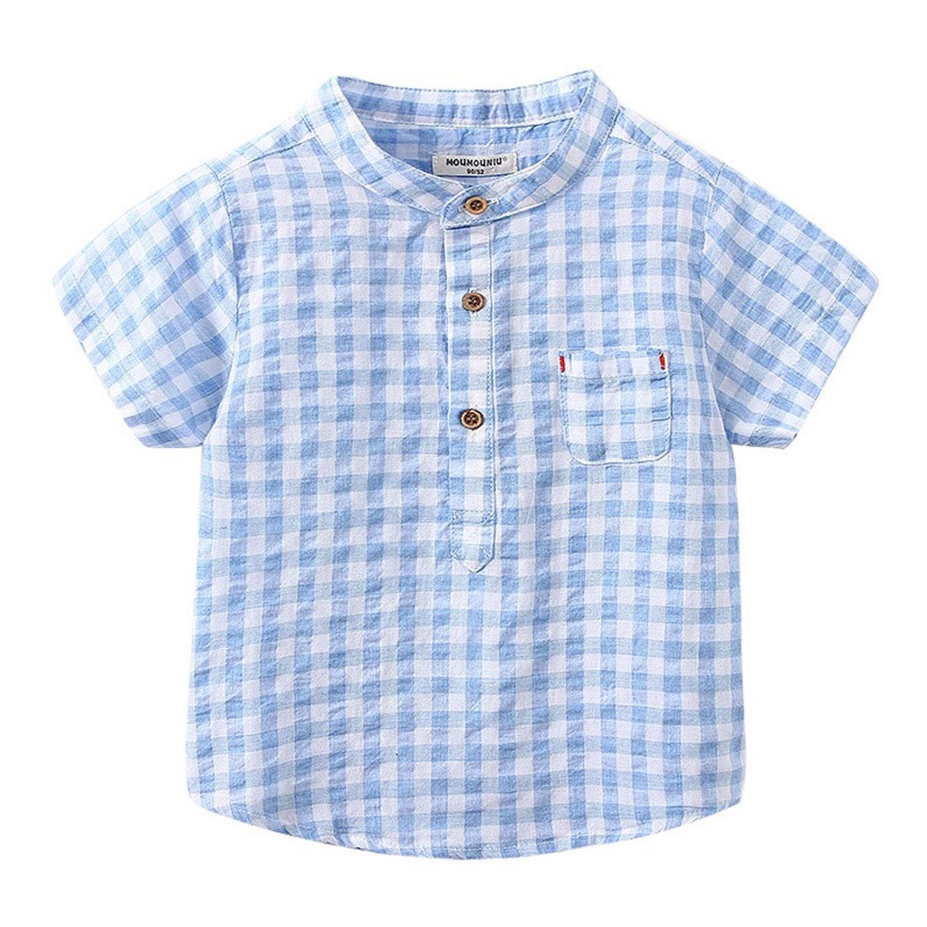 Áo Sơ Mi Cộc Tay Cho Bé, Áo Cộc Tay Kẻ Caro Bé Trai Chất Liệu Thô Đũi Cao Cấp Siêu Đẹp Cho Bé Từ 10-27kg