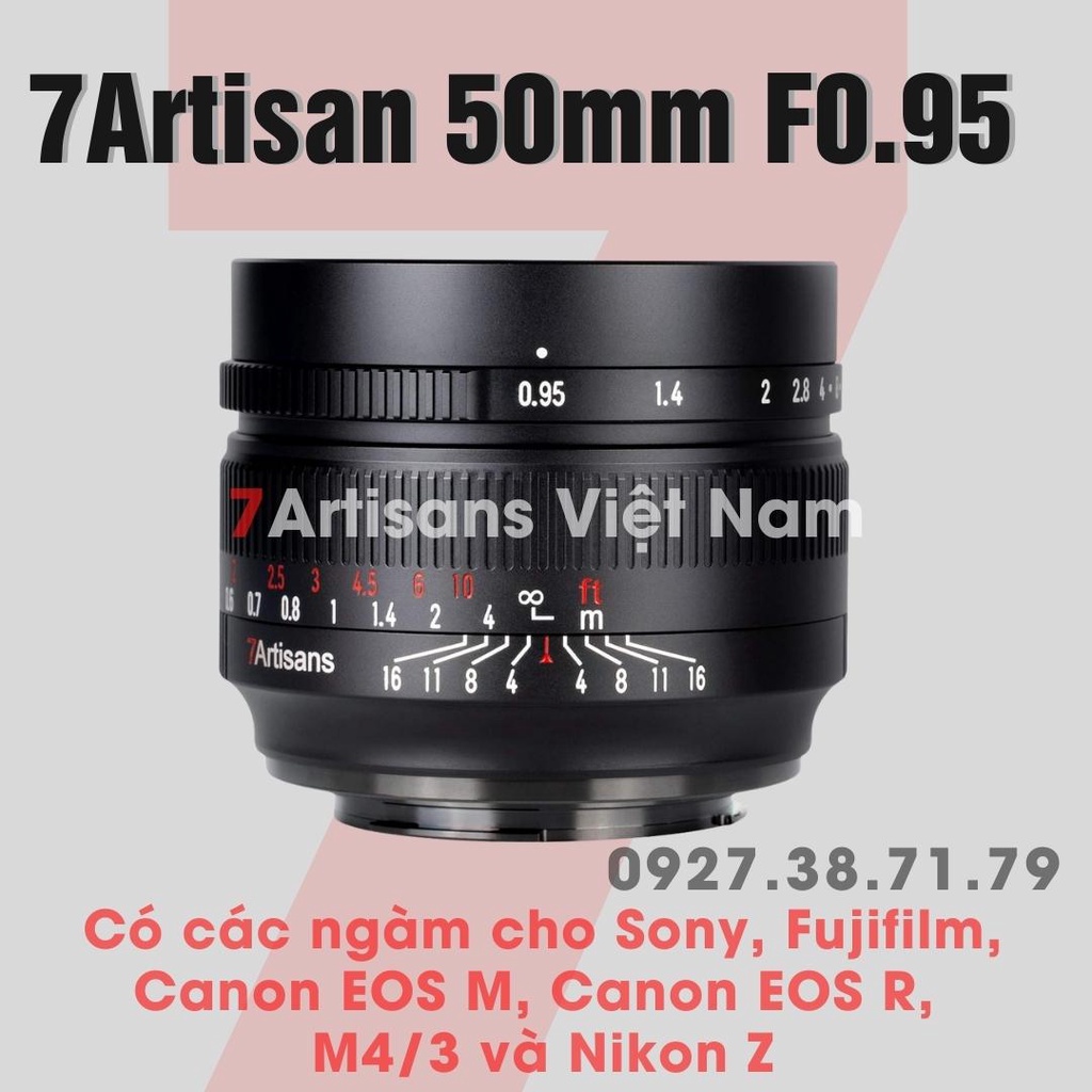 [CÓ SẴN] Ống kính 7Artisans 50mm F0.95 - Lens chân dung xoá phông mù mịt : Fujifilm, Sony, Canon EOS M, Nikon Z và M4/3