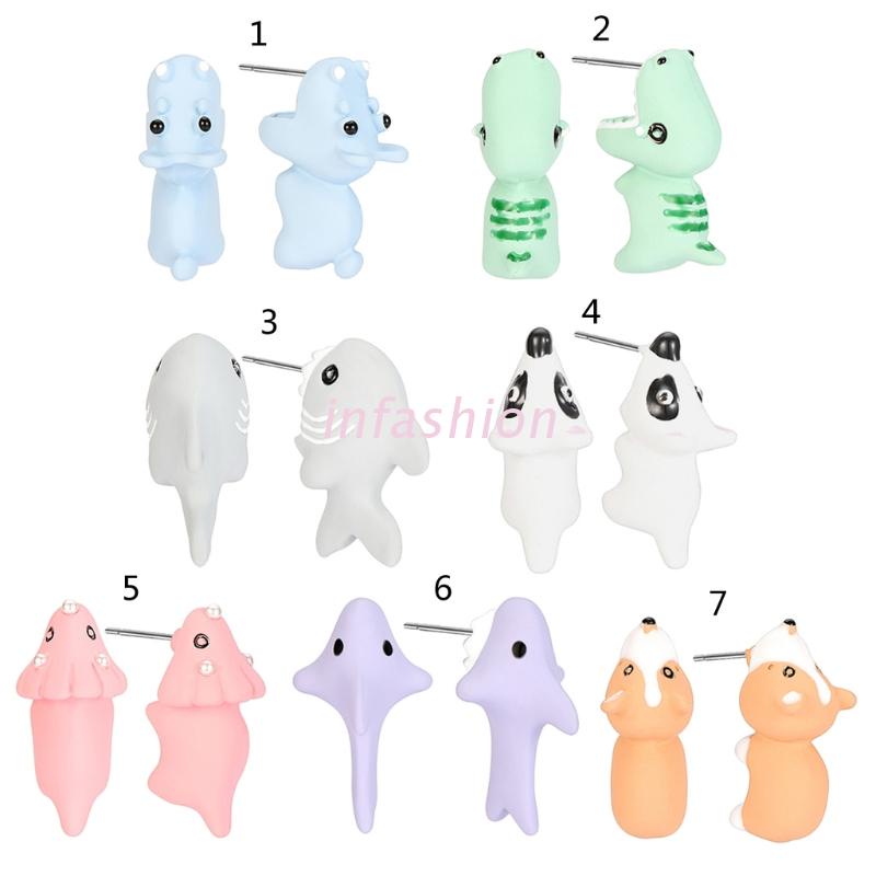 Khuyên tai hình chú cún corgi / cá mập 3D kiểu dáng dễ thương đơn giản