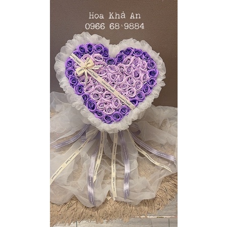 [Quà sinh nhật] Bó hoa tim sáp 4lớp 60bông mix màu theo yêu cầu. Phối voan Hàn cực xịn