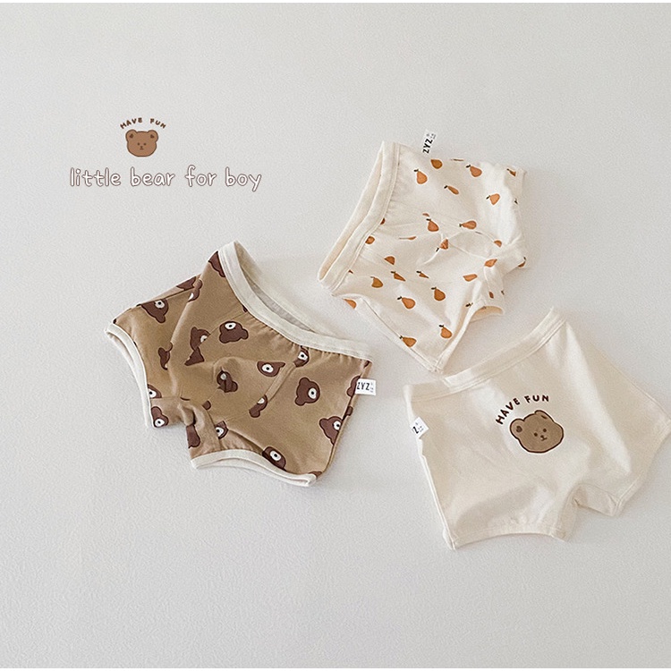 Set 3 quần chip/boxer cotton họa tiết thú cưng cho bé Q888 [Đọc kỹ phần mô tả]
