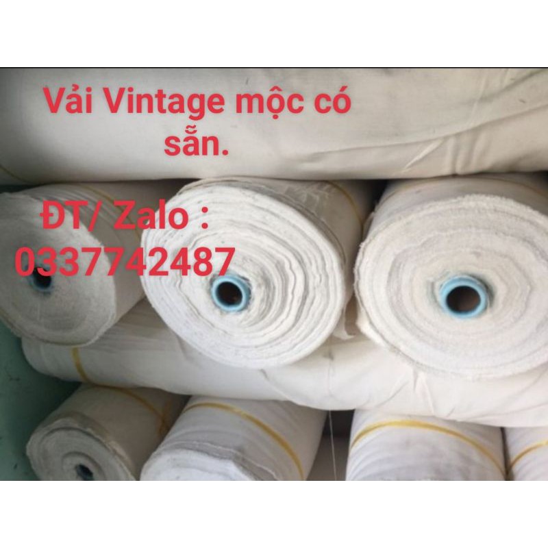 Vải Vintage mộc từng miếng lẻ cho các bạn tập thêu, may, làm lưu niệm....