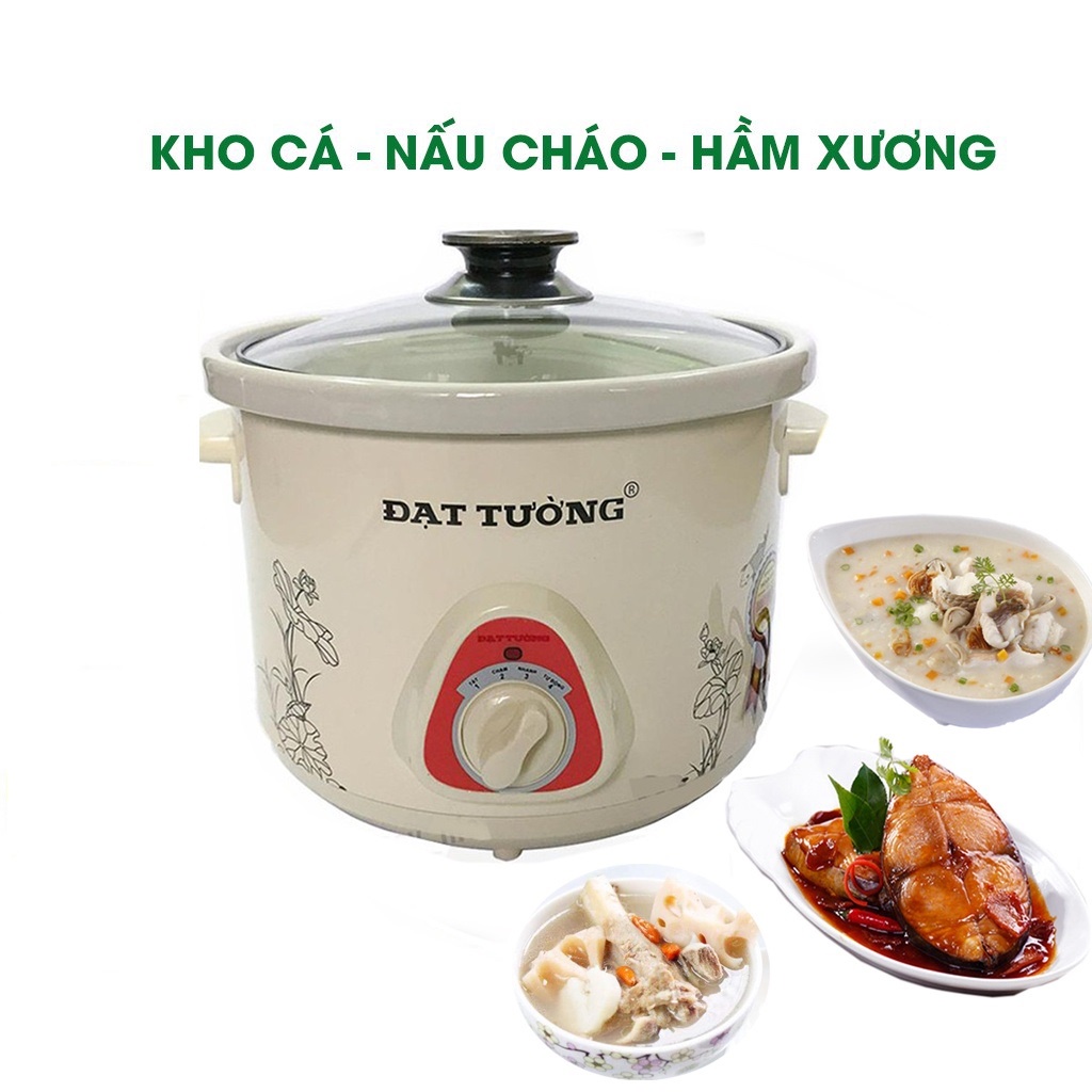 Nồi nấu chậm bằng điện, kho cá, ninh cháo, hầm xương, 3 chế độ nấu, kiểm soát nhiệt độ thông minh, an toàn, tiện lợi