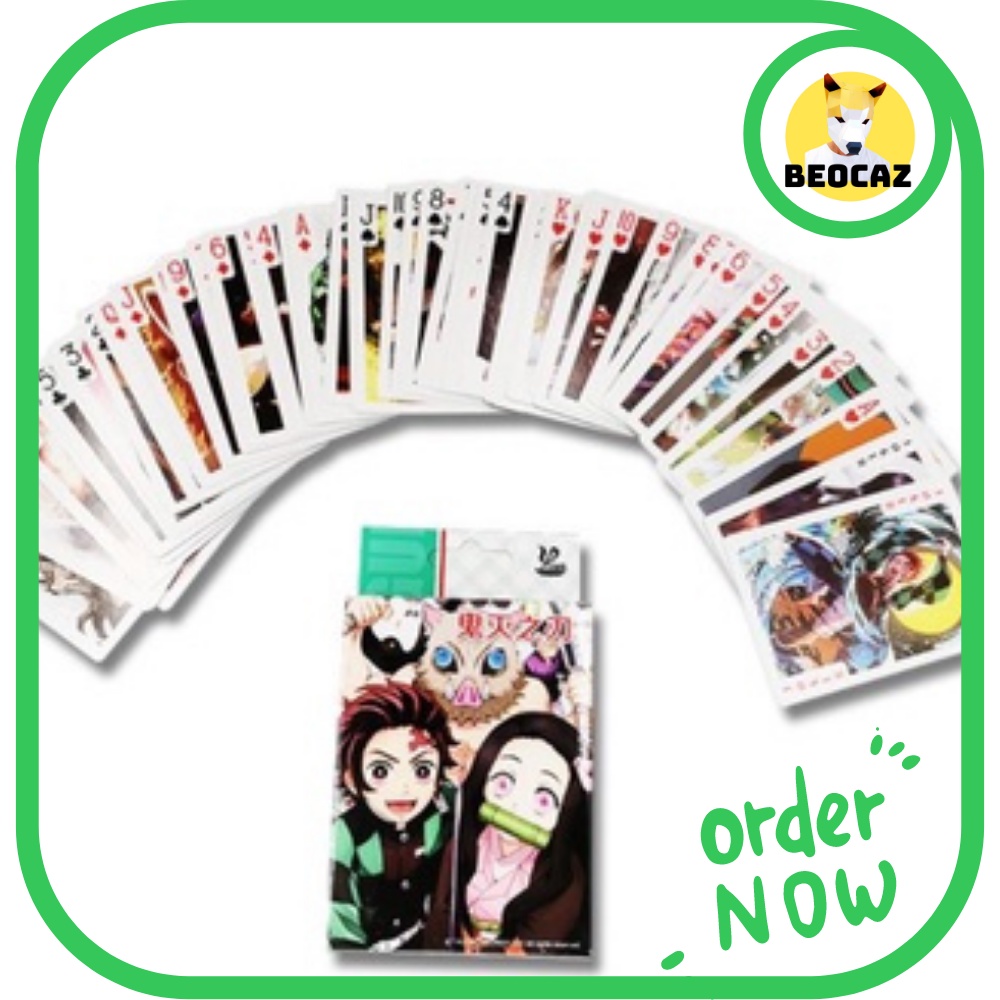 Bộ bài tây tú lơ khơ anime Demon Slayer Naruto Dragon Ball One Piece Jujutsu Kaisen Attack on Titan tiệm Beocaz