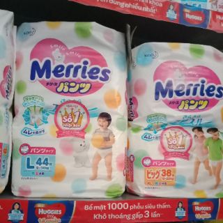{cộng miếng)bỉm quần merries nội địa newborn 90,s82,m64/m58,l44,xl38,xxl26 miếng.