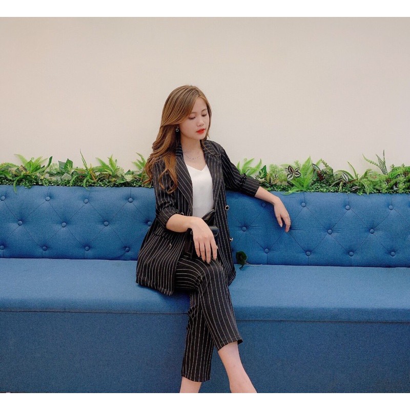 Set vest kẻ sọc sang chảnh