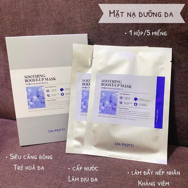 Hộp 5 miếng mặt nạ dưỡng chất dịu da siêu cấp ẩm Soothing Boost-up Mask Dr Pepti