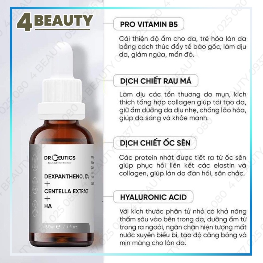 Tinh chất dưỡng Serum B5 DrCeutics Cấp Ẩm Và Phục Hồi Da Dexpanthenol 10% + Centella Extract + HA