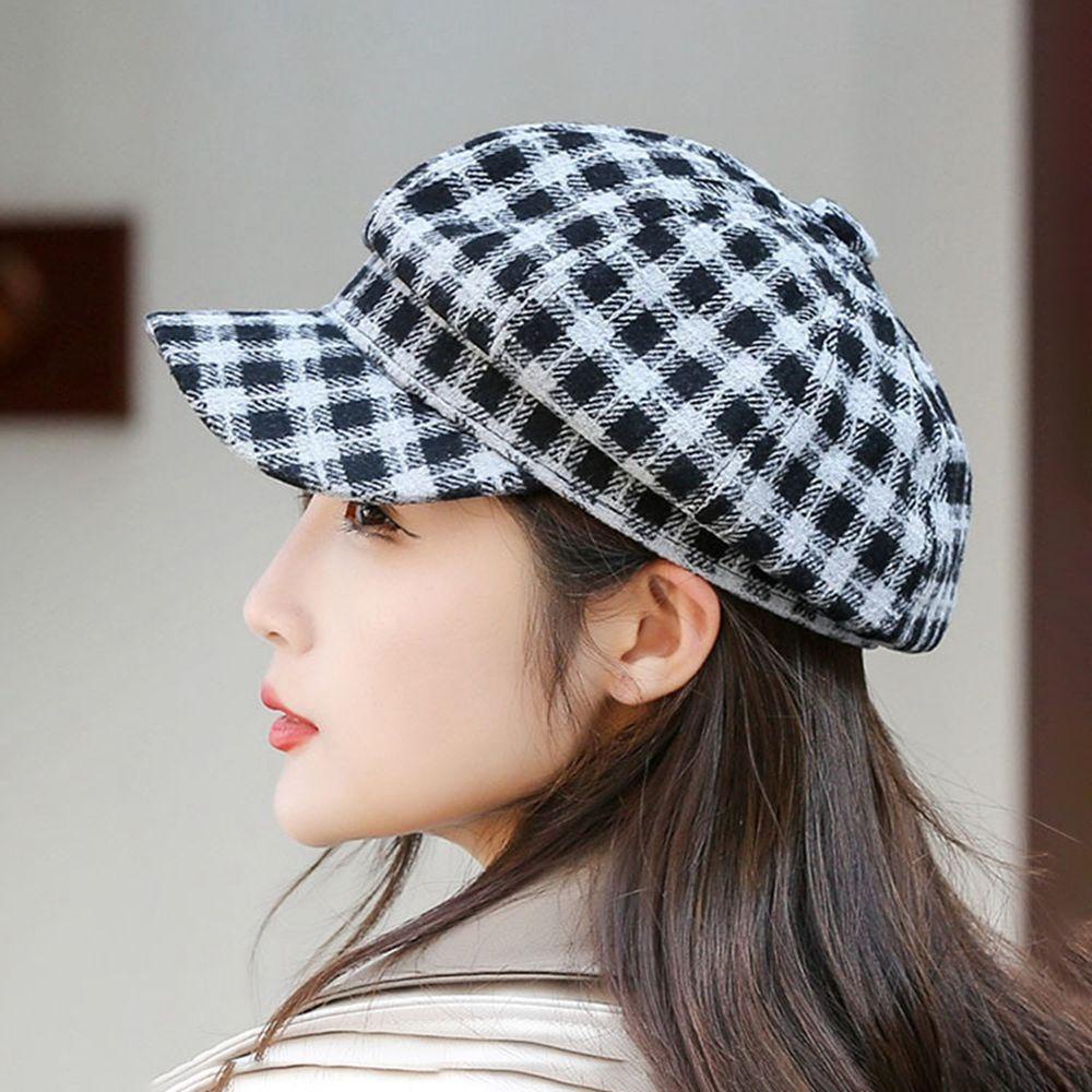 MXGOODS Mũ Beret Họa Tiết Kẻ Sọc Phong Cách Anh Quốc Đơn Giản Thời Trang Mùa Đông Cho Nữ