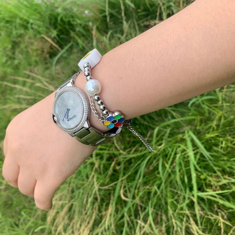 Vòng cổ/Vòng tay mặt hình hoa hướng dương hoa cúc mặt cười đính ngọc trai giả 22402