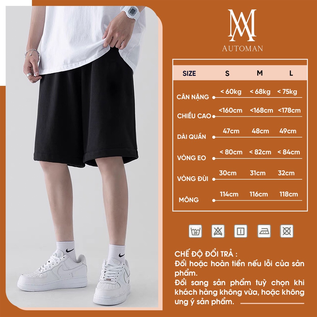 Quần short thun nam quần sooc rộng unnisex chât da cá lưng chun thấm hút mồ hôi AUTOMAN Q07