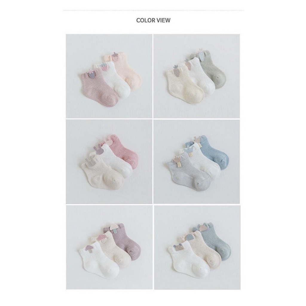 Set 3 đôi tất lưới cho bé, tất xuân hè cho bé Nemo baby mền mại thoáng khí 6 - 12 tháng, 1 - 3 tuổi