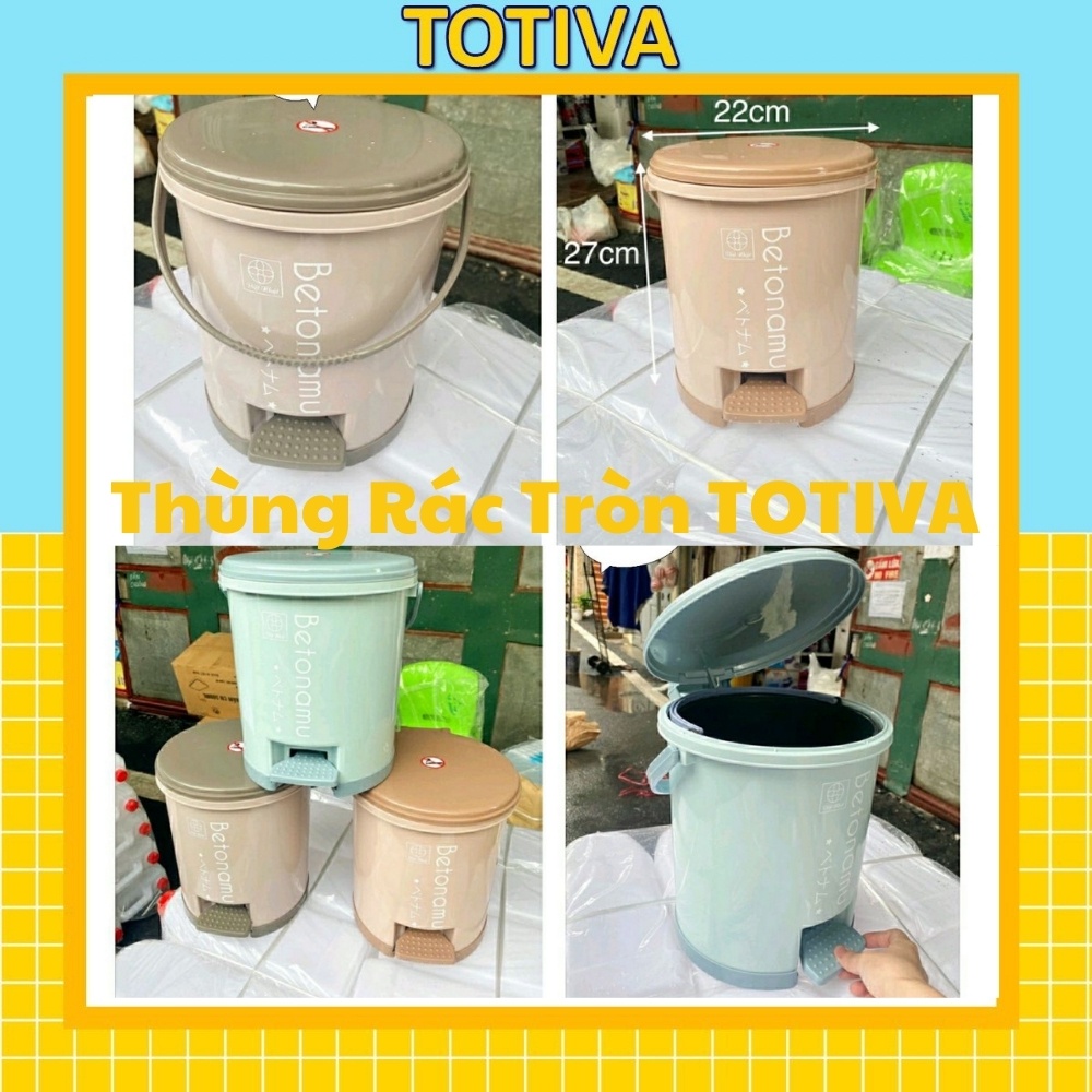 Thùng rác tròn Totiva  thùng đựng rác thùng rác nhựa Việt Nhật