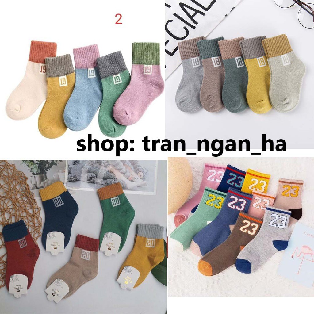 5 đôi tất cổ cao cho bé trai/bé gái size từ 1-6 tuổi được chọn màu