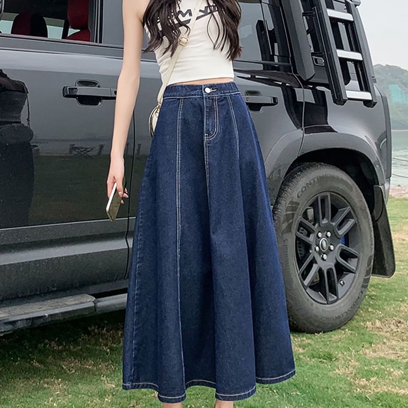 Chân váy jean IELGY dáng chữ A lưng cao thời trang cho nữ