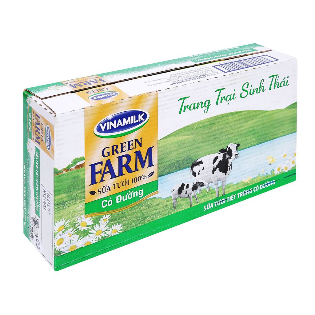 Thùng 48 hộp sữa tươi tiệt trùng có đường Vinamilk Green Farm 110ml