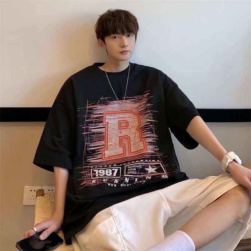 Áo Thun Tay Ngắn Dáng Rộng In Chữ Phong Cách Hip Hop Đường Phố Hàn Quốc Thời Trang Cho Nam Và Nữ [M-8XL]