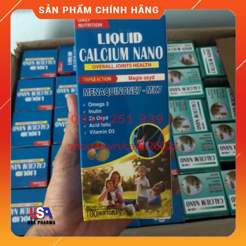 Viên uống CALCIUM NANO LIQUID bổ sung canxi, vitamin và các khoáng chất cần thiết – Hộp 100 viên | MediUSA