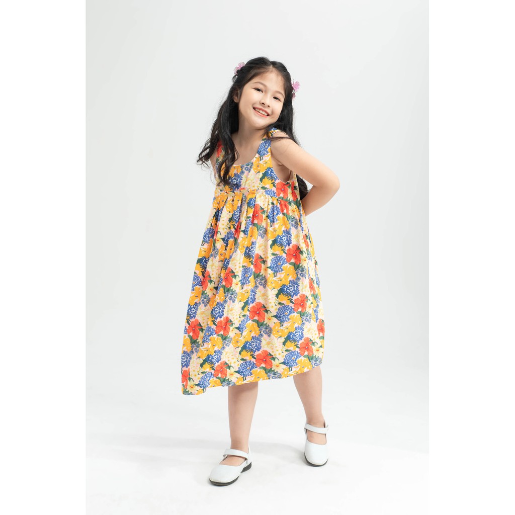 Đầm hoa xòe không tay bé gái IVY moda MS 41G1287