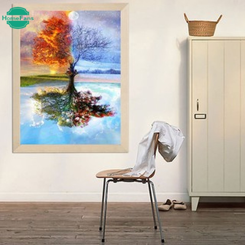 Bộ tranh đính đá 5D tự làm 30x40cm hình cây điều ước trang trí nhà cửa