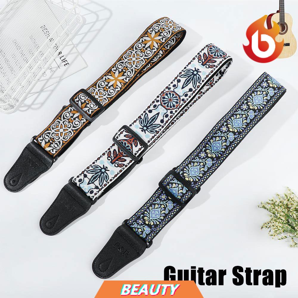 Dây đeo đàn guitar bass bản rộng thêu họa tiết thổ cẩm tùy chỉnh tiện dụng cho người lớn và trẻ em