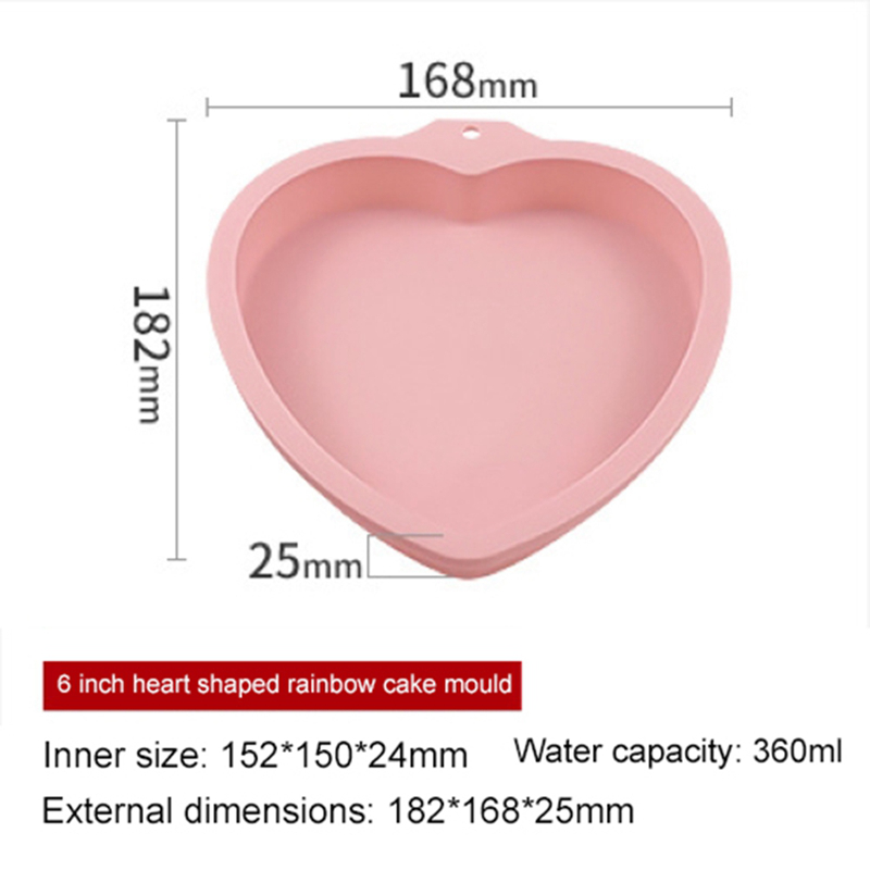 Khuôn silicone làm bánh trái tim/tròn kích cỡ 6 inch 8 inch tiện lợi chất lượng
