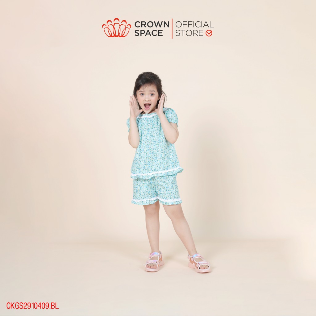 Đồ Mặc Nhà Màu Xanh Pastel Cho Bé Gái Chính Hãng Crown Space CKGS2910409.BL