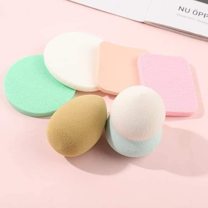 Set 6 bông mút trang điểm siêu cute đẹp mịn đàn hồi cực tốt, miếng mút trang điểm, tán kem, tán phấn nền Keli