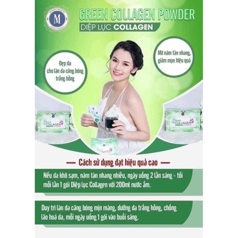 [Hàng chính hãng ] Diệp lục collagen nước uống đẹp da có tặng kèm bình thủy tinh