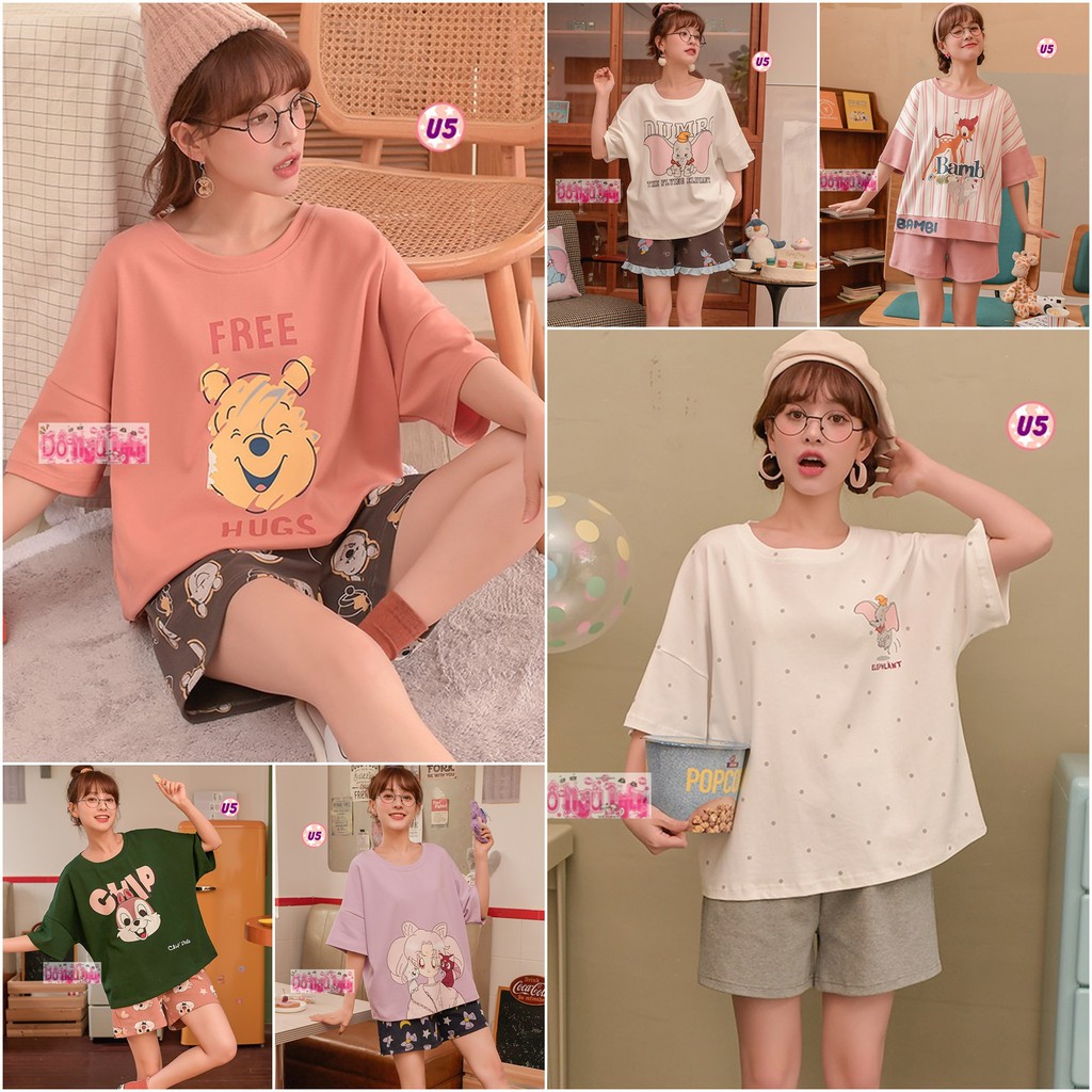 Bộ Pijama Cộc Tay Mã U5 (cotton Mềm Mịn)