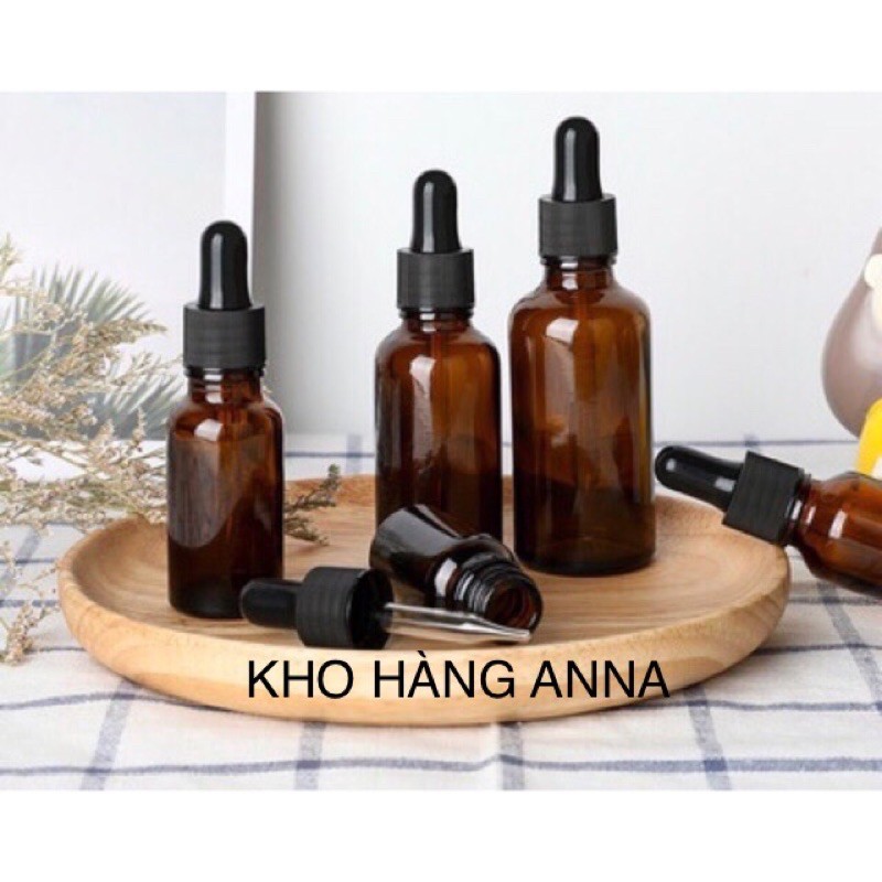 10 LỌ CHIẾT TINH DẦU - CHAI NÂU/ TRONG SUỐT ĐỰNG SERUM ĐẦU BÓP GIỌT