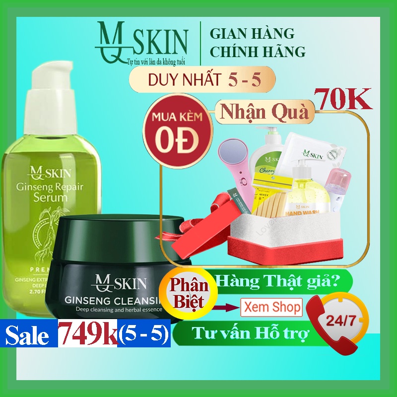 Combo Tái Tạo Da Nhân Sâm Vip Không Sưng Mq SKin và Bột Rửa Mặt Mq Skin Chính Hãng giúp tái tạo da