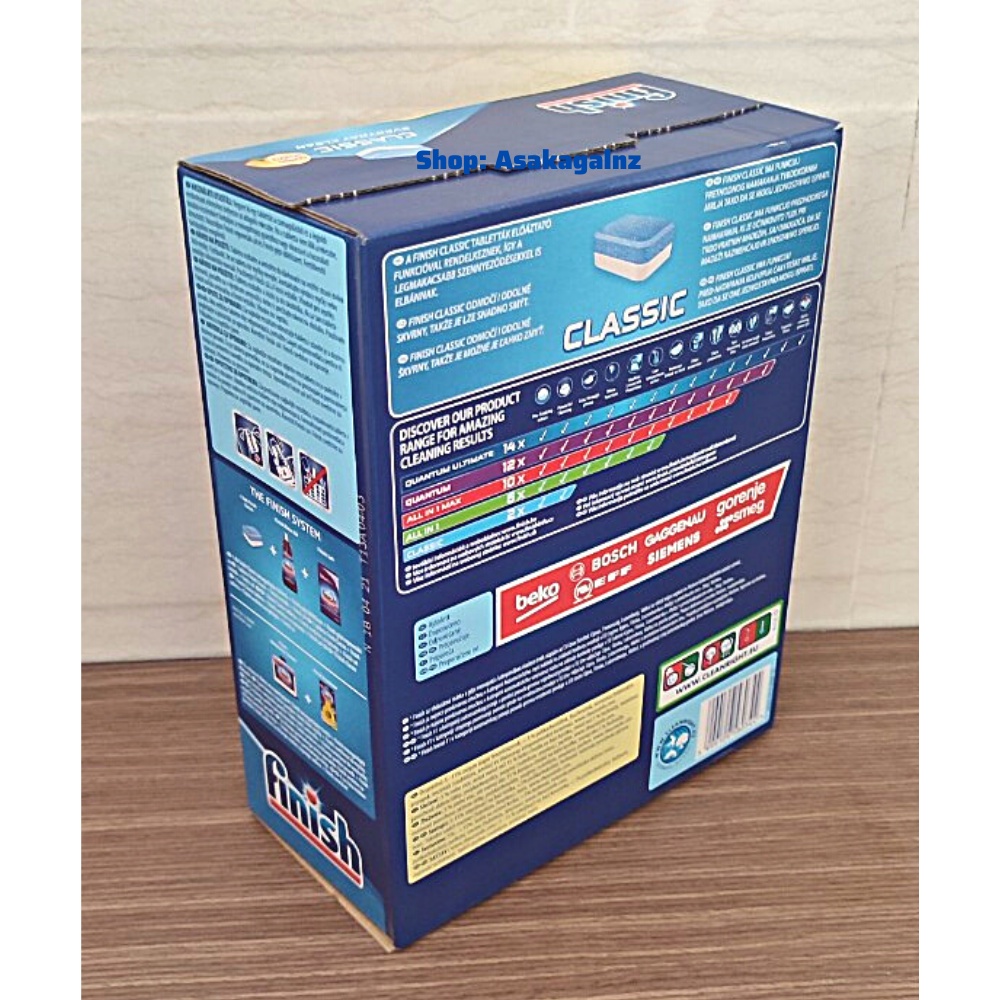 Viên rửa chén Finish Classic hộp 90v hương chanh - Chính Hãng.