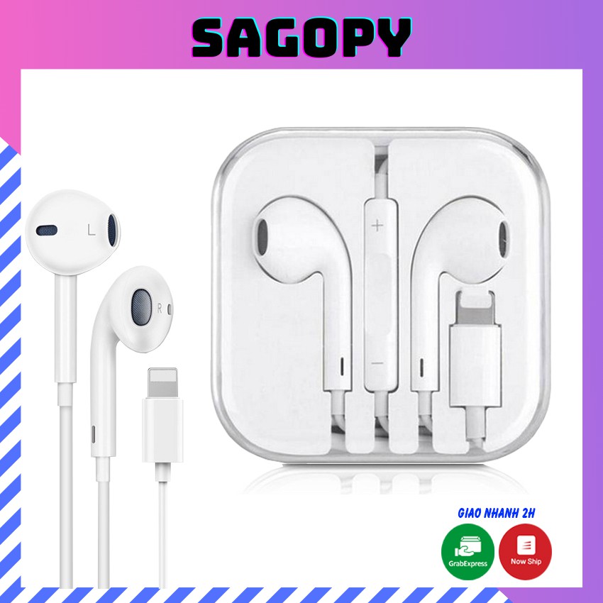 Tai nghe Bluetooth blutooth cổng Lightning có dây cho Iphone 6/7/7Plus/8/8 Plus/ X/Xs Max/11/11 Pro Max nghe hay bass ấm