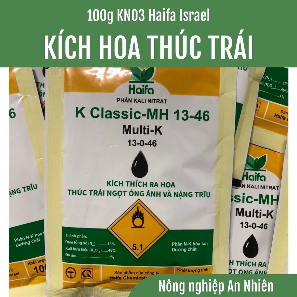 100g Phân Kali Nitrat, Multi-K (KNO3), Diêm tiêu, 13-0-46 Haifa kích hoa thúc trái