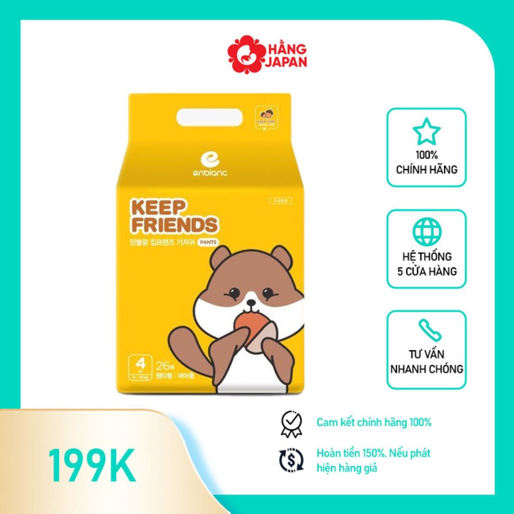 Tã bỉm cho bé Keep Friends hàng nội địa Hàn Quốc đủ siza dán/quần S40/M32/L28/XL24