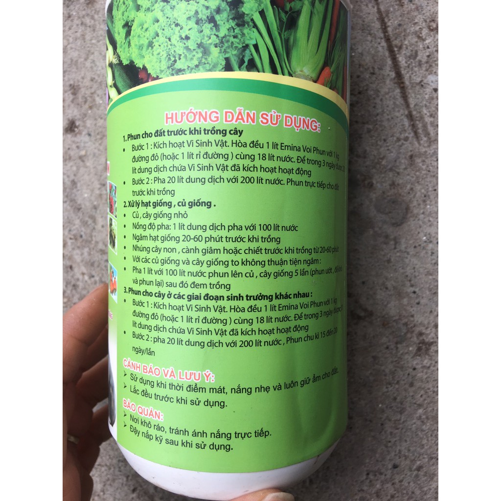 Chế phẩm EMINA VOI PHUN 100% hữu cơ dùng xử lý đât, hạt giống trước khi trồng cây