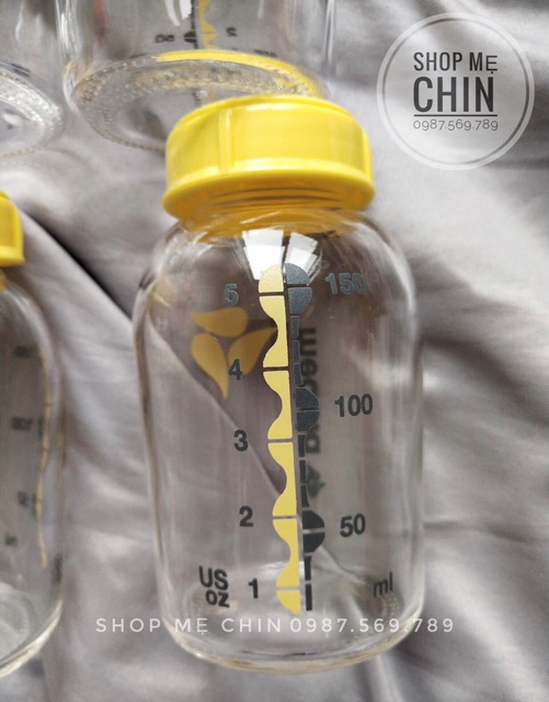 Bình sữa medela Thuỷ tinh 150ml-250ml new