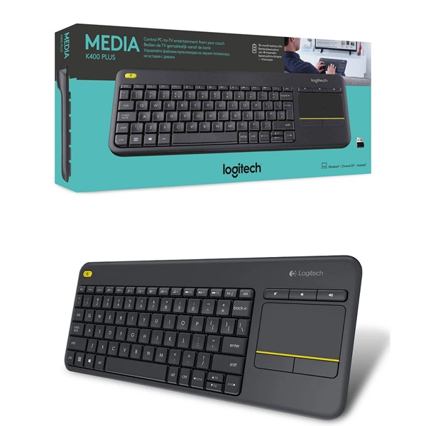 Bàn phím không dây Logitech K400 Plus - có tích hợp bàn di chuột - Sử dụng được cho TV Sony/ HĐH Android - BH 1 năm