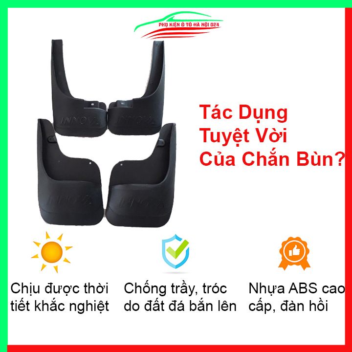 Bộ 4 chắn bùn Innova 2008-2011 chuẩn theo xe