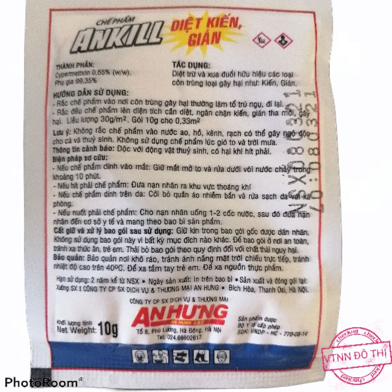 Chế phẩm diệt kiến, gián Ankill 10gr/ gói