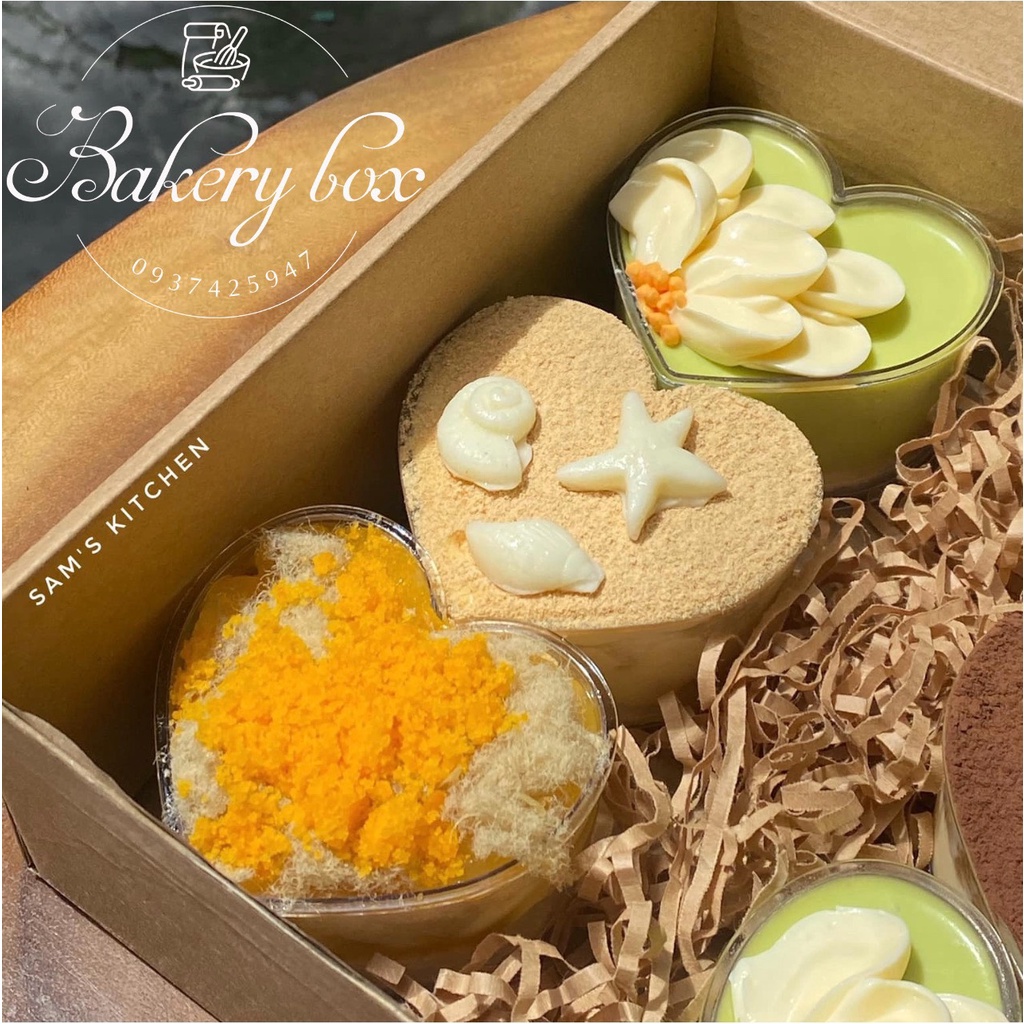 50 Ly Tim Có Nắp Đựng Bánh Lạnh Tiramisu - Mousse - Panna Cotta