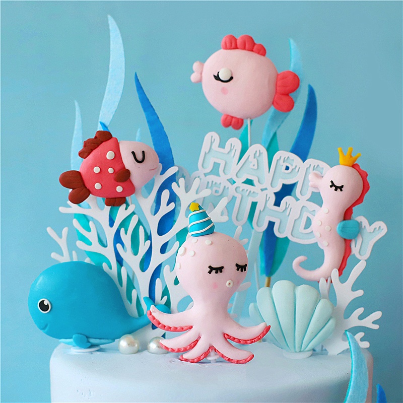 Mô hình động vật biển trang trí bánh kem