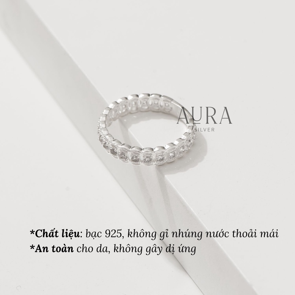 Nhẫn AURA bạc nữ, nhẫn kim tiền đính đá đồng xu phiên bản mới-AURASILVER-N06