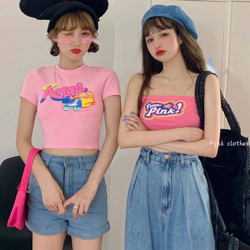 Áo Thun Ngắn Tay In Họa Tiết Xinh Xắn Theo Phong Cách Hàn Quốc