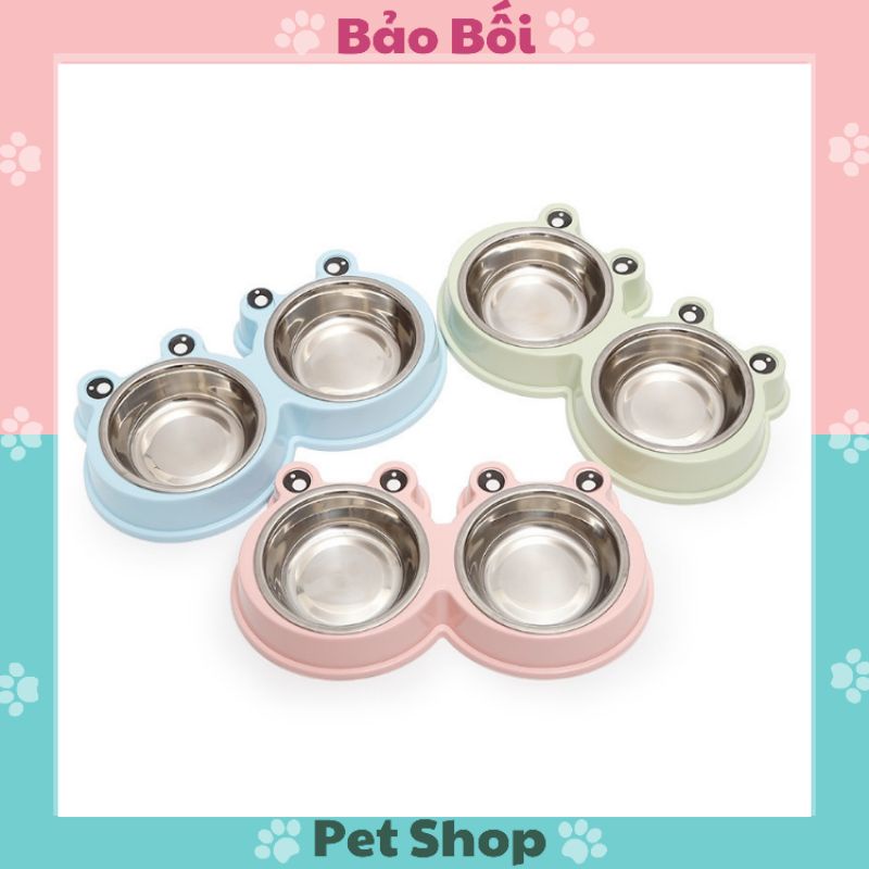 Bát Ăn Đôi Hình Ếch Cho Thú Cưng - Bảo Bối Pet Shop