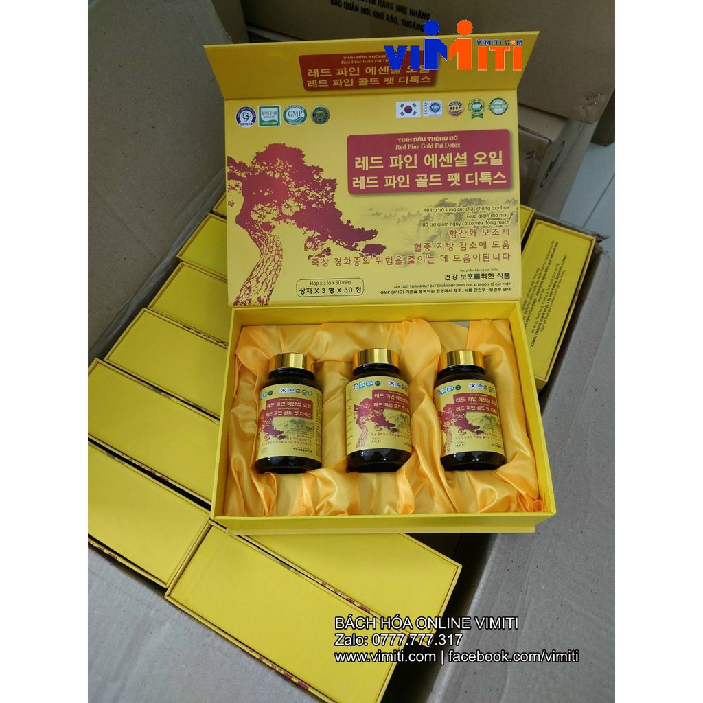 Tinh dầu thông đỏ hàn quốc Red pine gold fat detox hộp 3 lọ