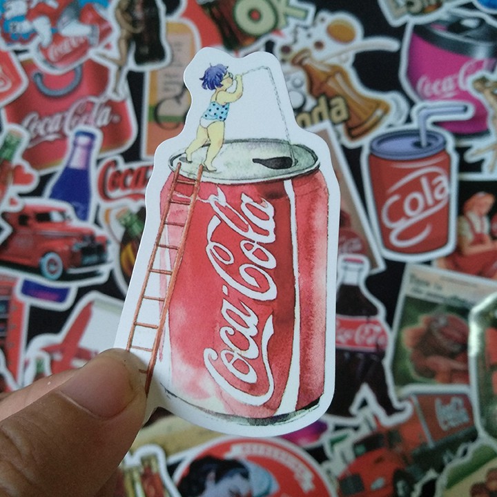 Bộ Sticker dán cao cấp chủ đề COCA-COLA - Dùng dán Xe, dán mũ bảo hiểm, dán Laptop...