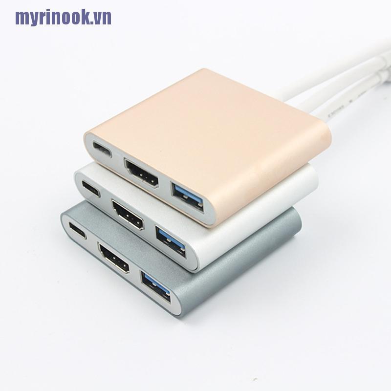 <rinook>Type C USB to USB-C 4K HDMI USB Adapter Cable 3 in 1 Hub for PC Laptop HOT SALE