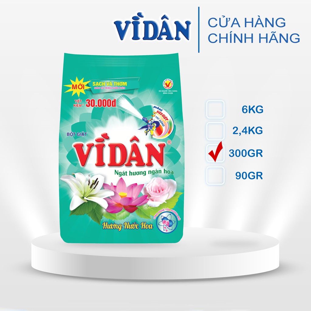 Chính Hãng] Bột Giặt Vì Dân Ngát Hương Ngàn Hoa 90G, 300G | Shopee Việt Nam